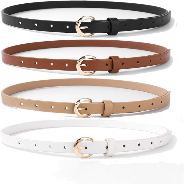 4 Pack Women Skinny Belts For Jeans Dress Thin Waist Belt For Ladies