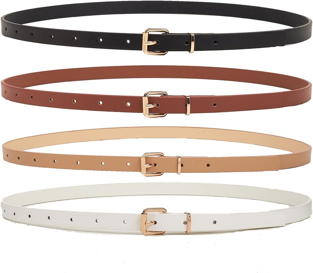 4 Pack Women Skinny Belts For Jeans Dress Thin Waist Belt For Ladies