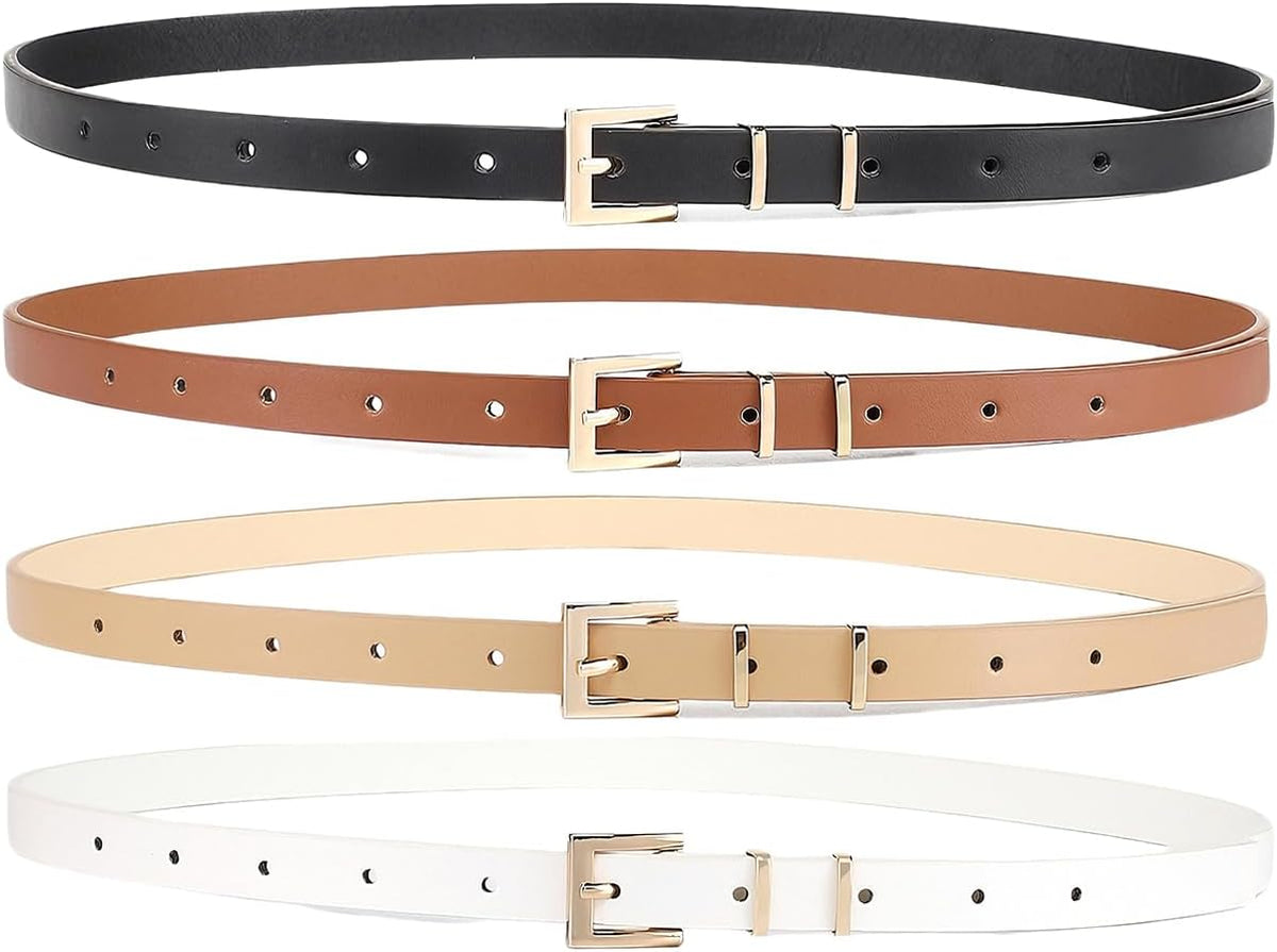4 Pack Women Skinny Belts For Jeans Dress Thin Waist Belt For Ladies