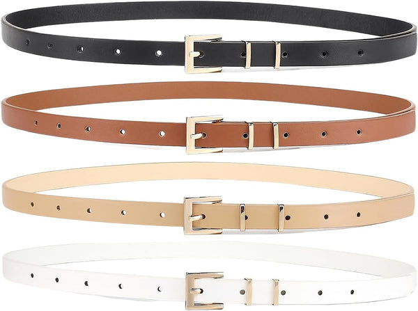 4 Pack Women Skinny Belts For Jeans Dress Thin Waist Belt For Ladies