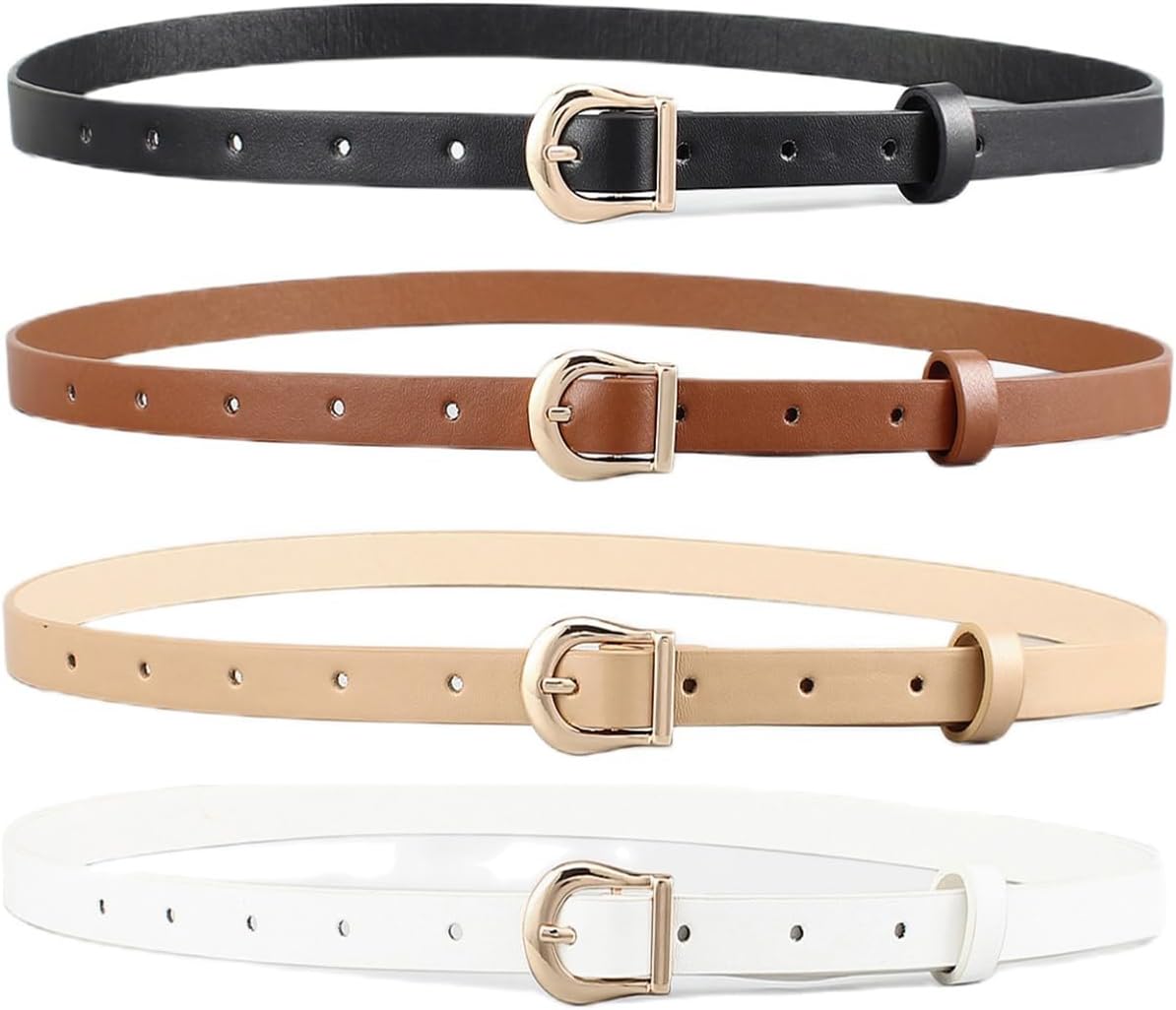 4 Pack Women Skinny Belts For Jeans Dress Thin Waist Belt For Ladies