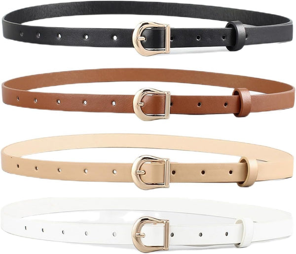 4 Pack Women Skinny Belts For Jeans Dress Thin Waist Belt For Ladies