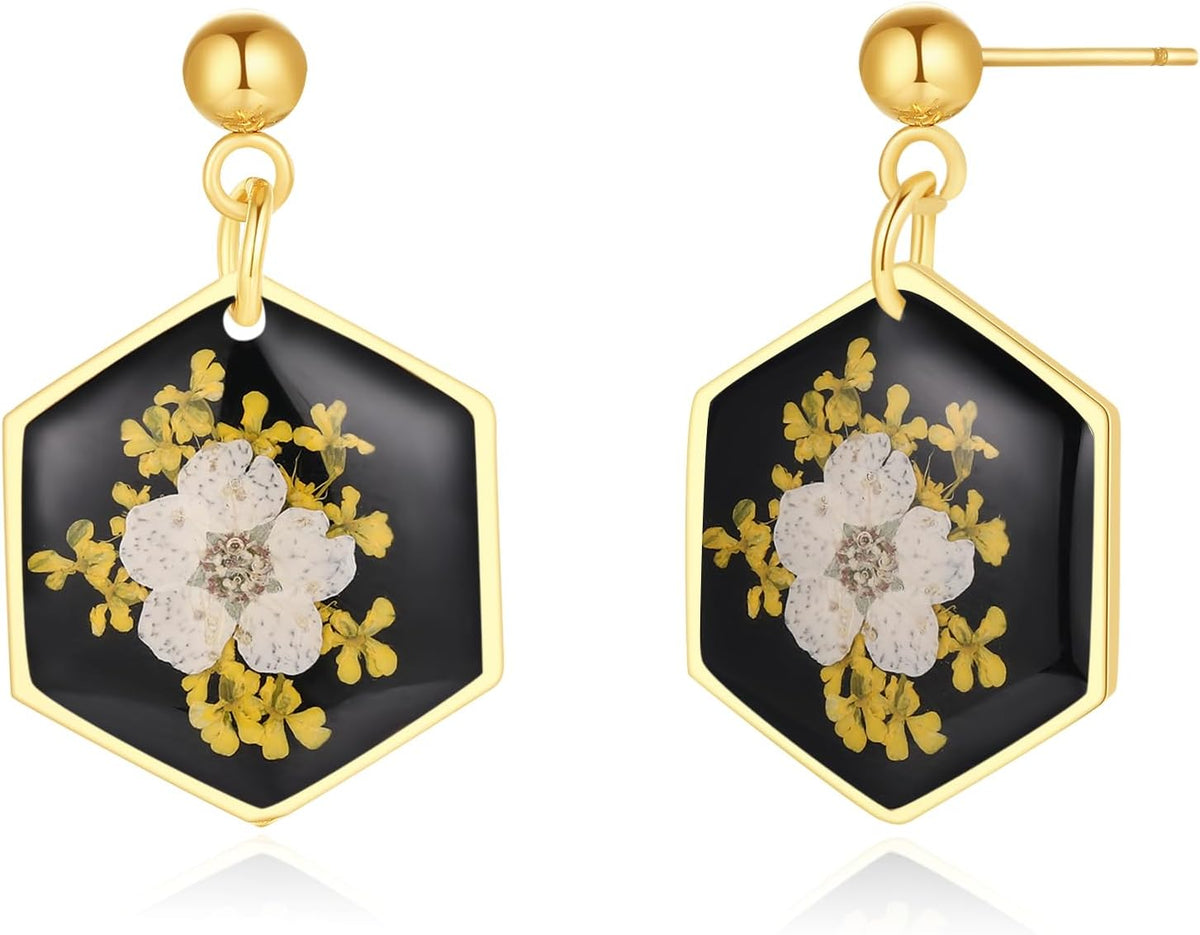 Forget-Me-Not Pressed Flower Earrings | Handmade Drop and Dangle Earrings | Pressed Flower Jewelry | Thanksgiving Christmas birthdays | Gift for Woman