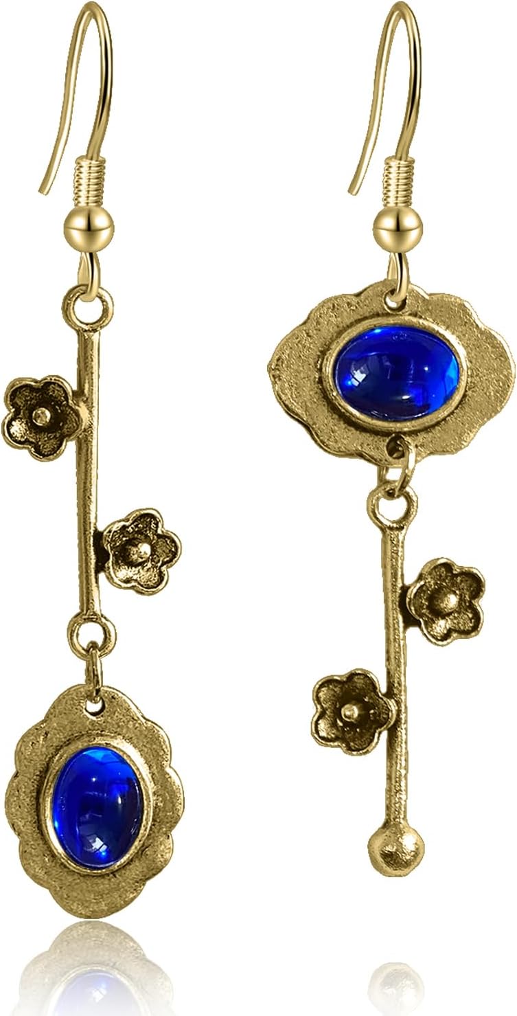 Vintage Plum Blossom Asymmetric Dangle Earrings