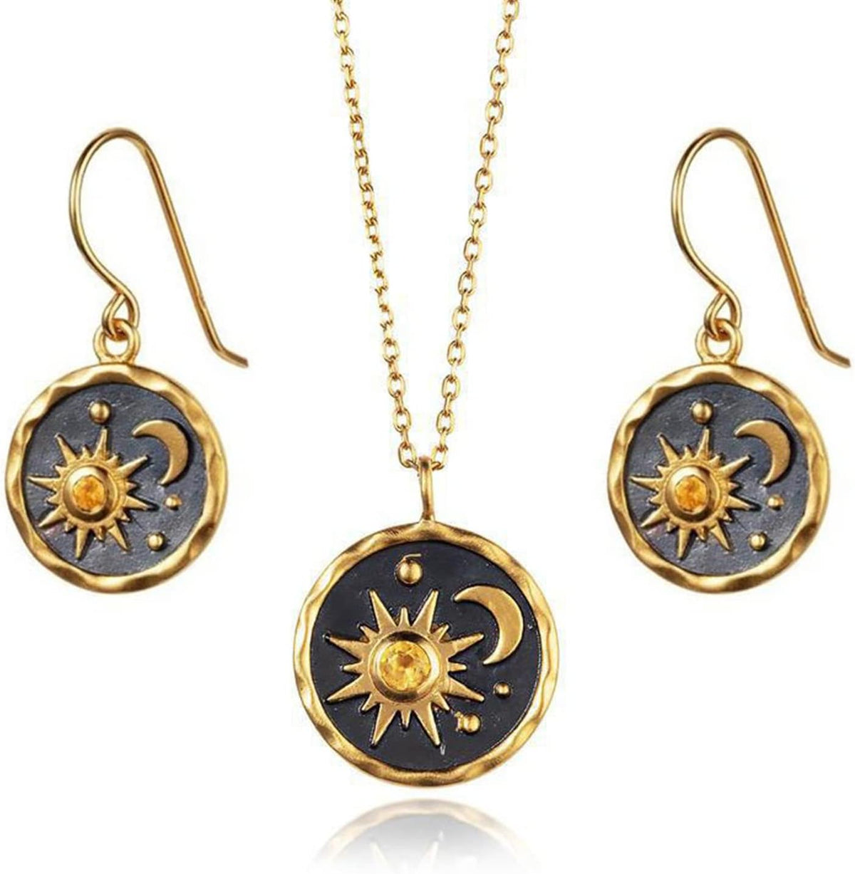 Vintage Sun and Moon Coin Drop Earrings