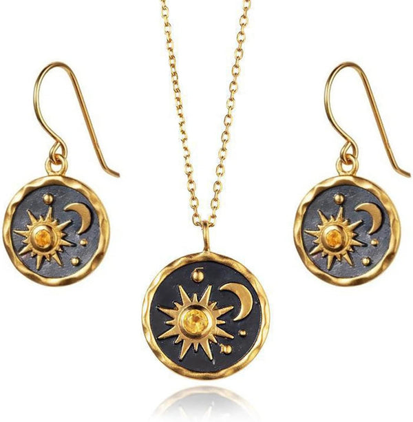 Vintage Sun and Moon Coin Drop Earrings