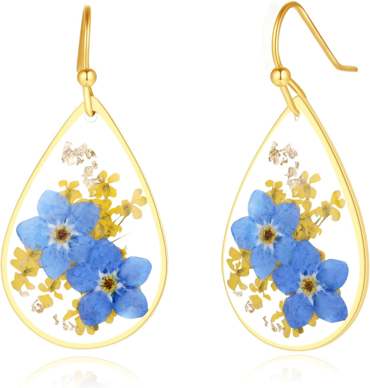 Forget-Me-Not Pressed Flower Earrings | Handmade Drop and Dangle Earrings | Pressed Flower Jewelry | Thanksgiving Christmas birthdays | Gift for Woman