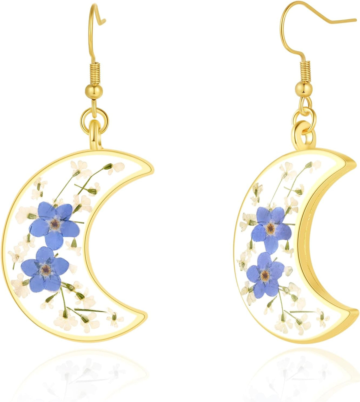 Forget-Me-Not Pressed Flower Earrings | Handmade Drop and Dangle Earrings | Pressed Flower Jewelry | Thanksgiving Christmas birthdays | Gift for Woman
