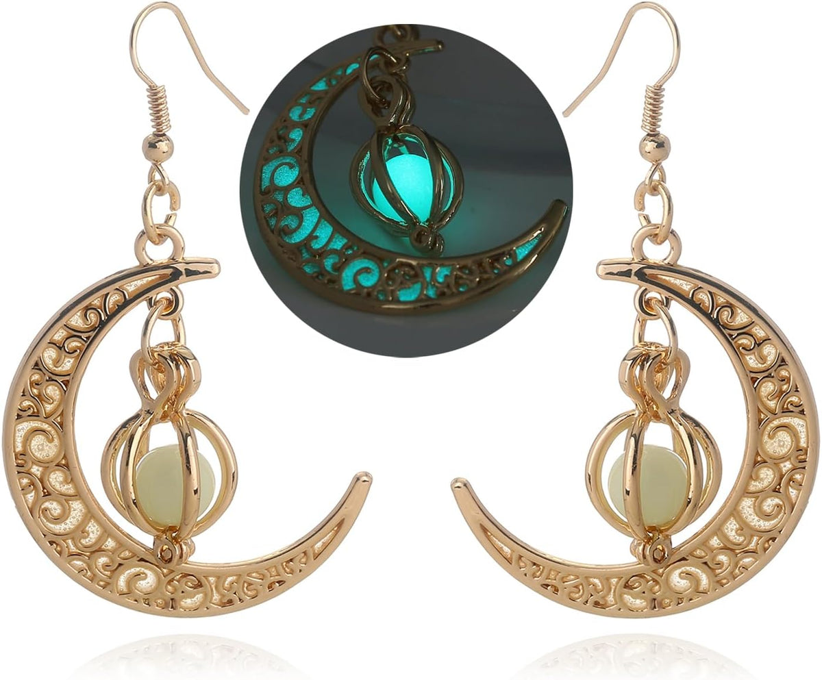 EEQQBZ Glow In Dark Crescent Moon Dangle Earrings Main image