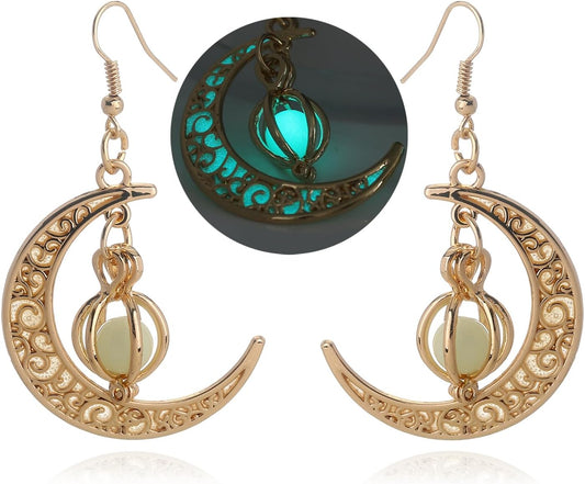 EEQQBZ Glow In Dark Crescent Moon Dangle Earrings