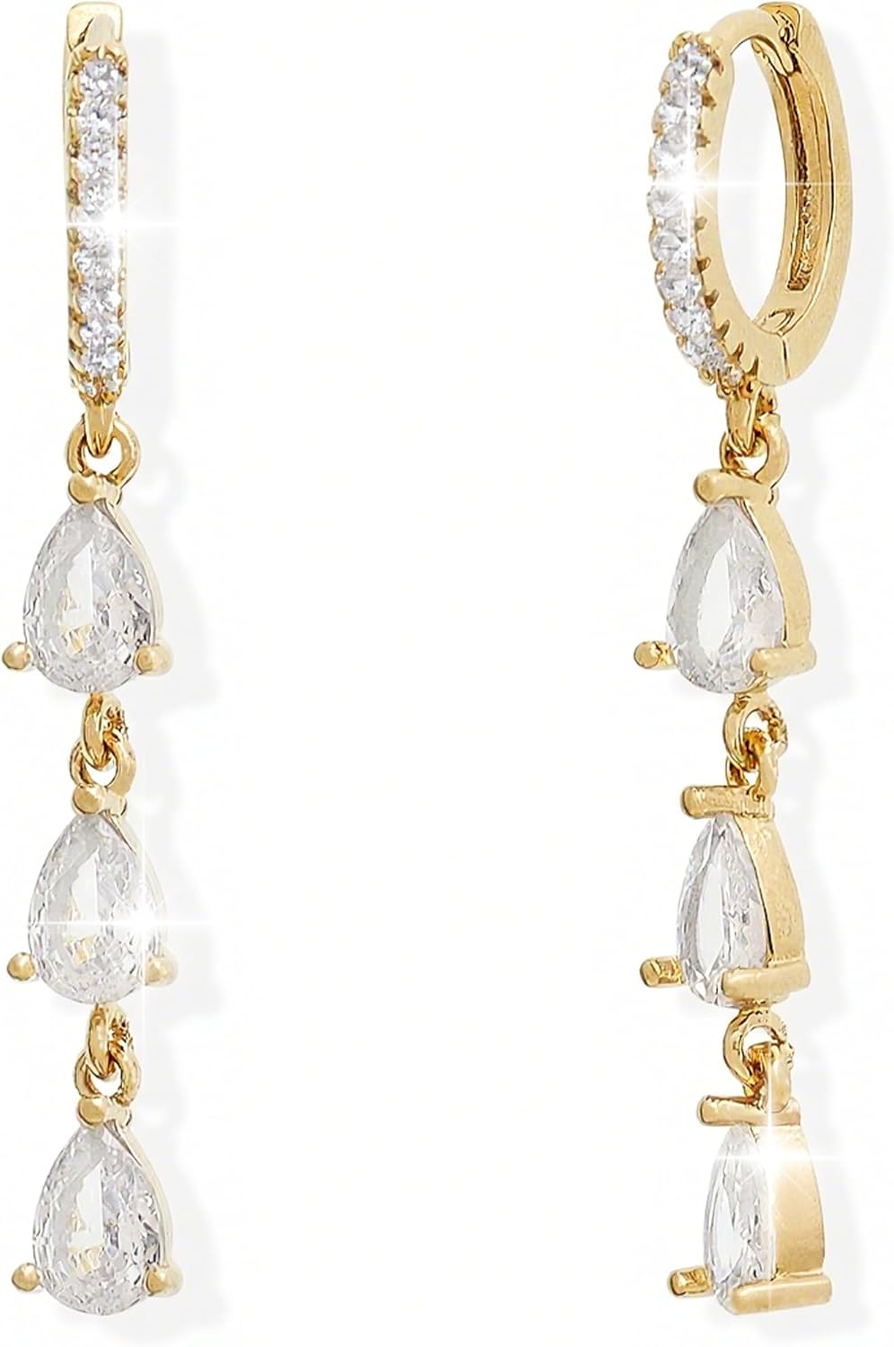 Gold Silver Small Hoop Dangle Earrings for Women, Trendy Dainty Rhinestone CZ Dangling Prom Wedding Leaf Flower Snowflake Butterfly Starfish Fashion Jewelry Gift