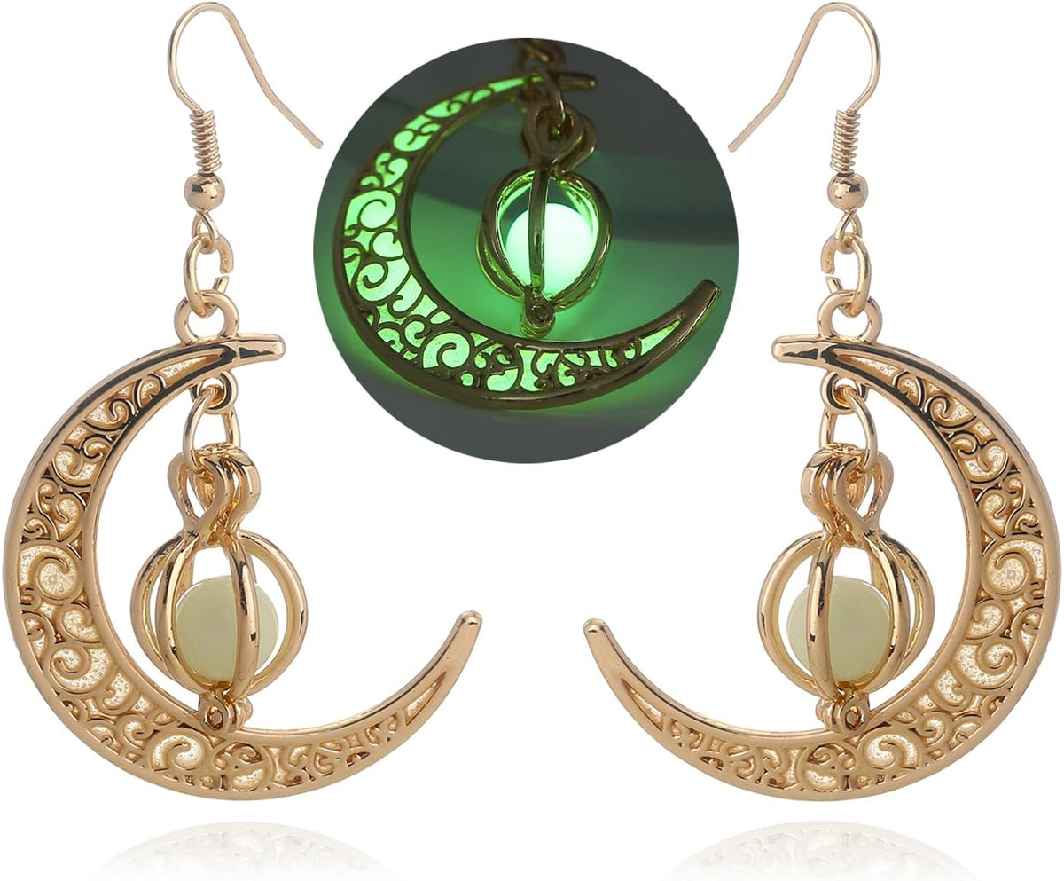 EEQQBZ Glow In Dark Crescent Moon Dangle Earrings