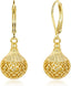 Women's Filigree Gold Silver Earrings with Hypoallergenic Leverback Texture