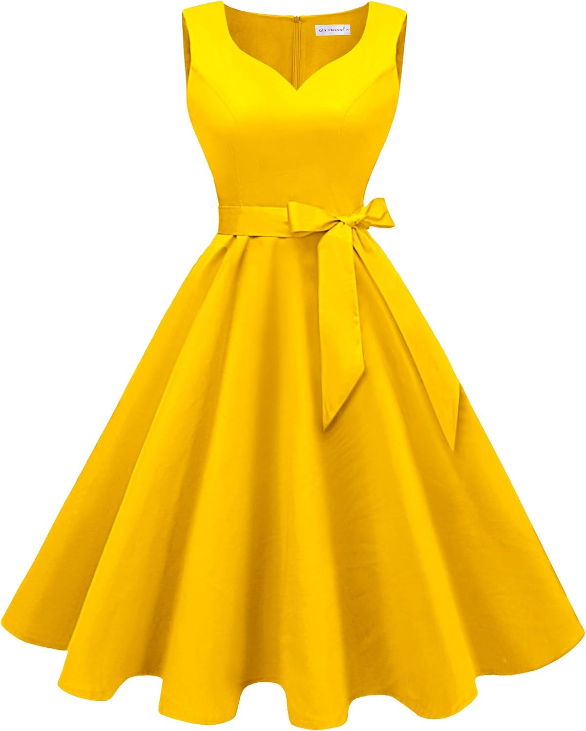 Girstunm 1950s Sleeveless Tea Party Swing Pockets Dress