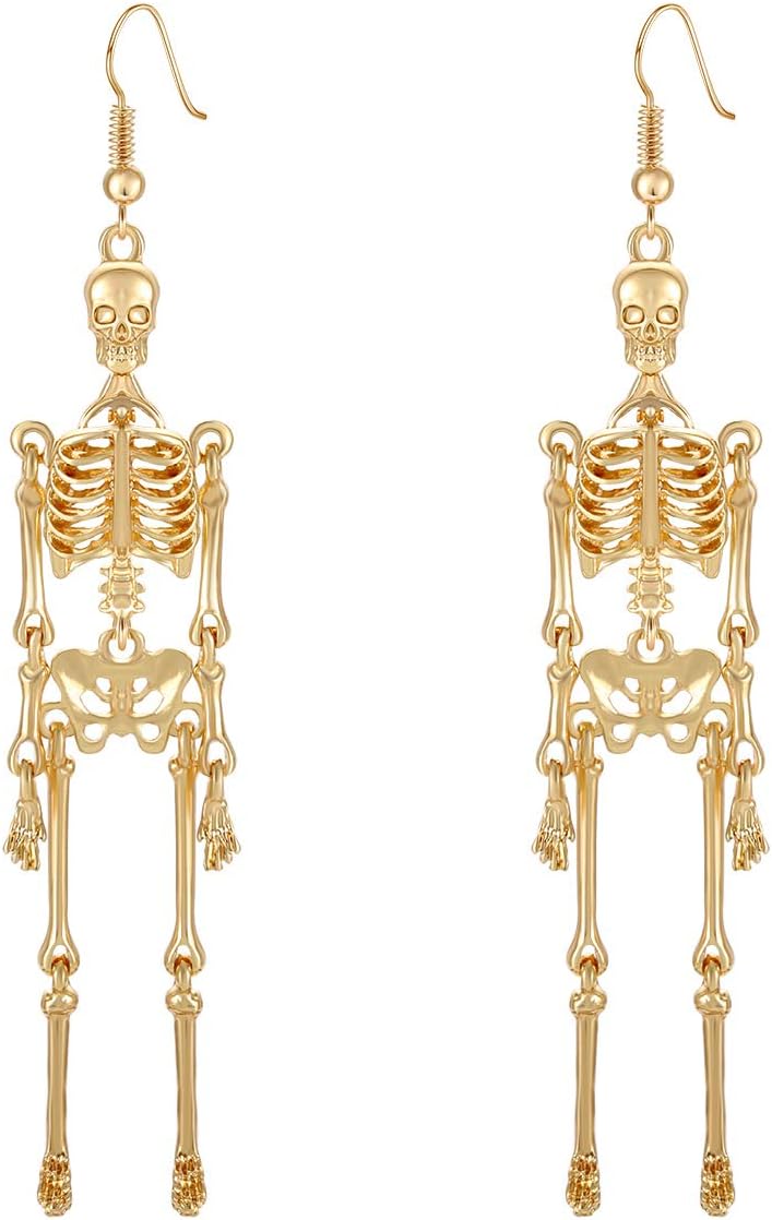 Halloween Skeleton Earrings Spooky Skull Skeleton Dangle Earrings for Women Costume Dress Up Ghost Earrings Halloween Outfits Jewelry Accessories Gifts