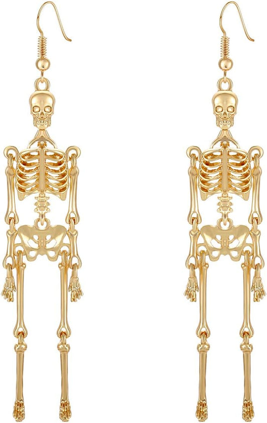 Halloween Skeleton Earrings Spooky Skull Skeleton Dangle Earrings for Women Costume Dress Up Ghost Earrings Halloween Outfits Jewelry Accessories Gifts
