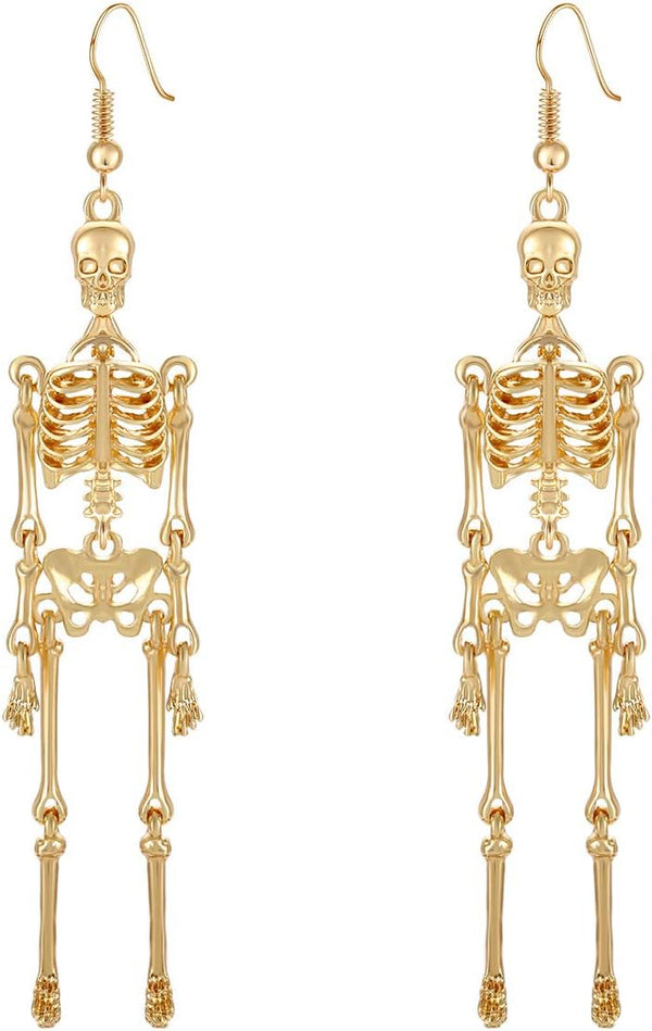 Halloween Skeleton Earrings Spooky Skull Skeleton Dangle Earrings for Women Costume Dress Up Ghost Earrings Halloween Outfits Jewelry Accessories Gifts