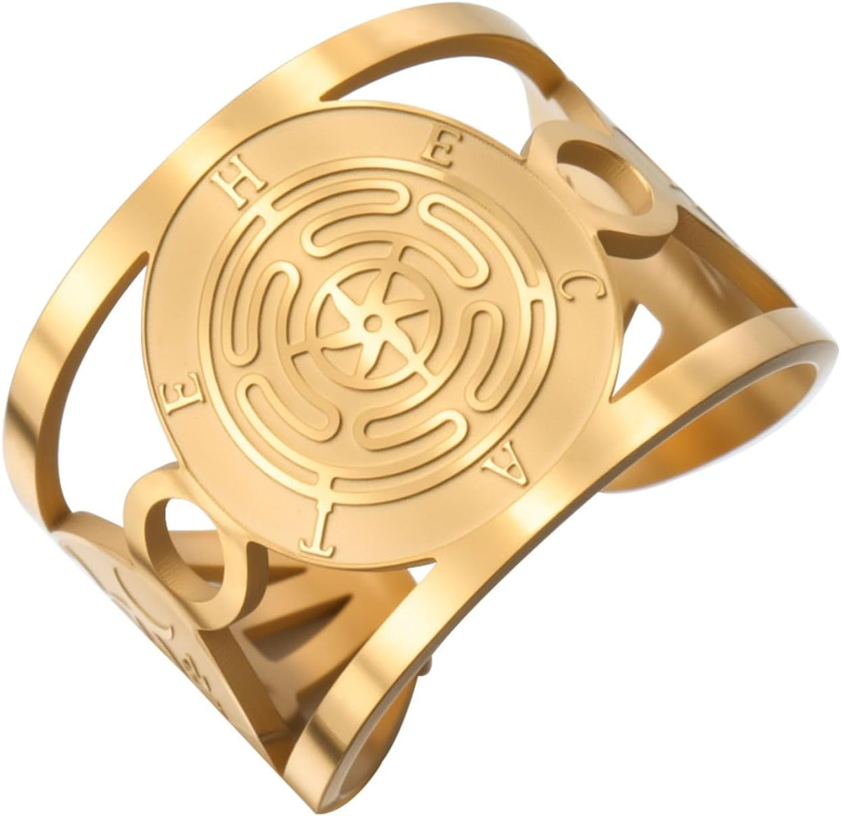 TEAMER Hekate Wheel Ring Stainless Steel Adjustable Hecate's Wheel Ring Wicca Wheel of Hekate Goddess Amulet Jewelry For Women Main image