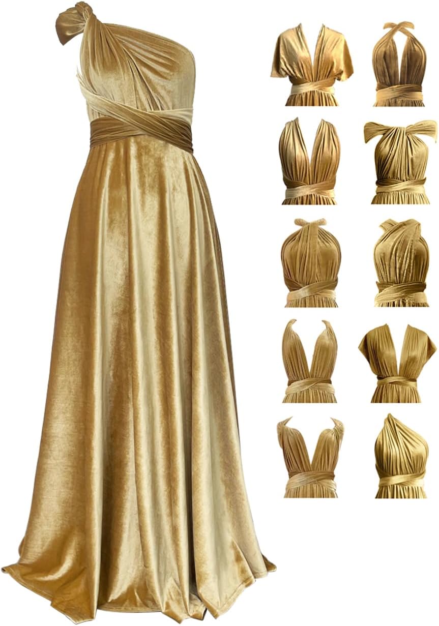 72styles Velvet Multi-Way Wrap Infinity Maxi Dress for Bridesmaids