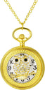Women's Pocket Watch Skeleton Owl Pocket Watches Pendant Necklace Rhin