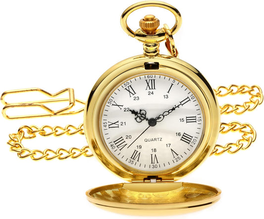 Smooth Vintage Pocket Watch with Chain