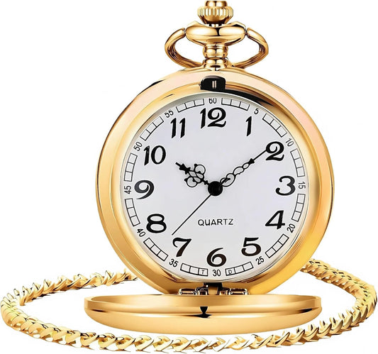 Smooth Vintage Pocket Watch with Chain