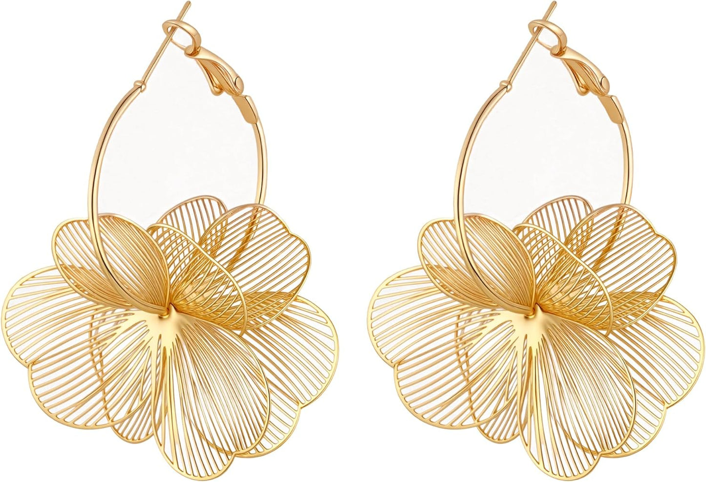 Floral Filigree Statement Hoop Earrings