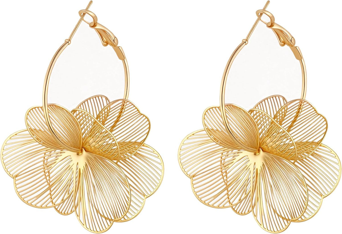 Floral Filigree Statement Hoop Earrings