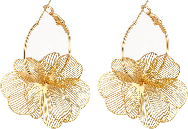 Floral Filigree Statement Hoop Earrings
