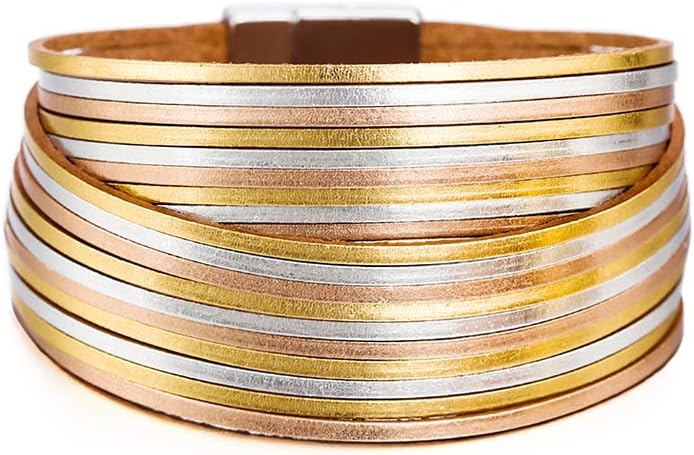 Fesciory Leather Wrap Bracelets for Women, Boho Western Layered Jewelry