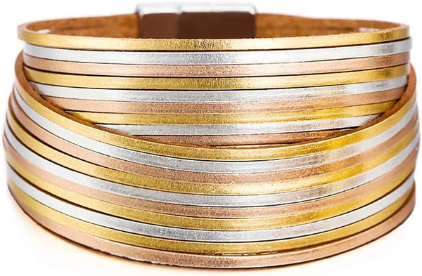 Fesciory Leather Wrap Bracelets for Women, Boho Western Layered Jewelry