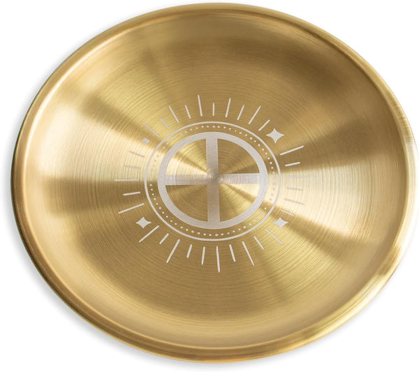 Offering Bowl Prayer Ritual Plate Great for Wicca, Altar use, Ritual use, Incense Burner, smudging Bowl, Decoration (Golden Triple Moon)