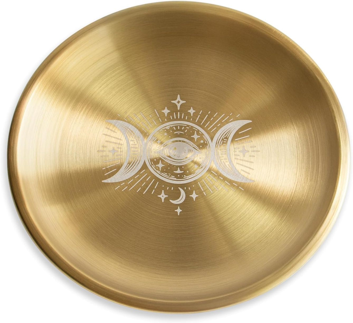 Offering Bowl Prayer Ritual Plate Great for Wicca, Altar use, Ritual use, Incense Burner, smudging Bowl, Decoration (Golden Triple Moon)