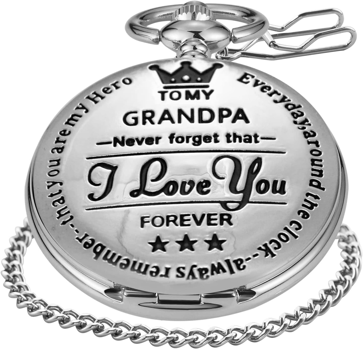 Fathers Personalized Engraved Pocket Watch, Engraved Dad, Grandpa for