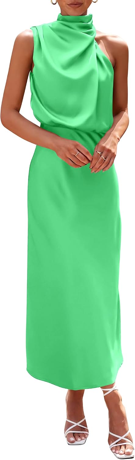 PRETTYGARDEN Women's Summer Satin Maxi Cocktail Dress