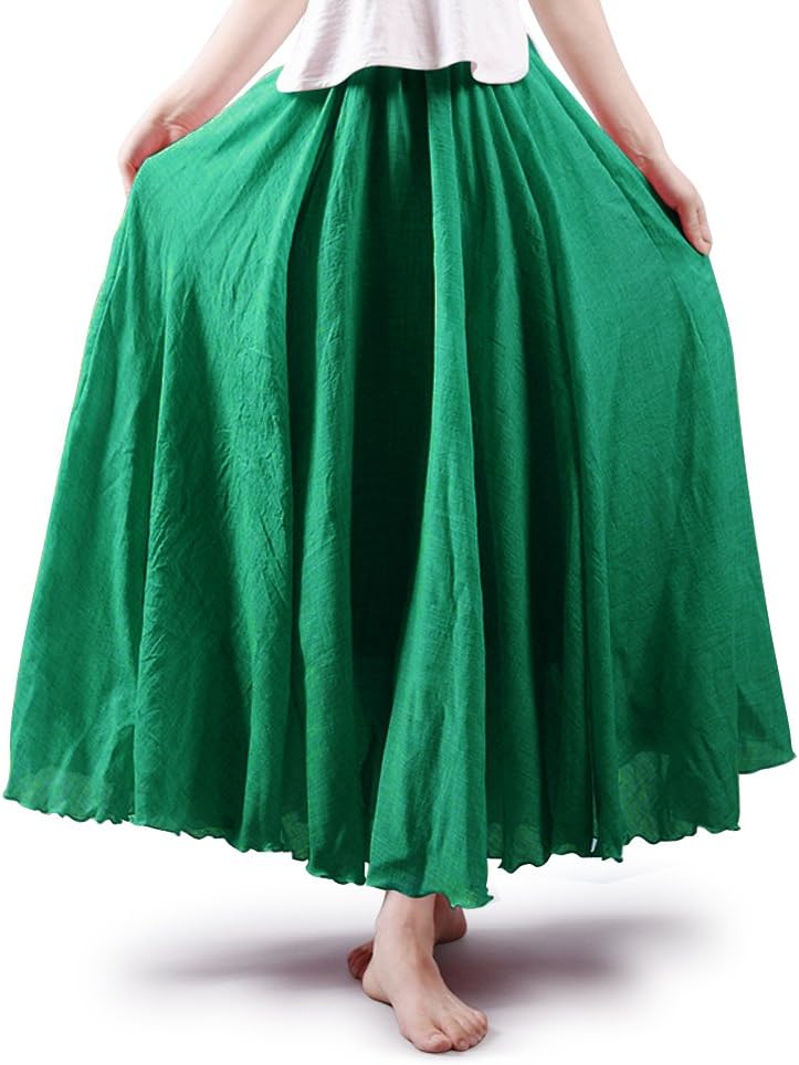 OCHENTA Boho Cotton Maxi Skirts Flowy Long A Line Skirt for Women S-L&Girls