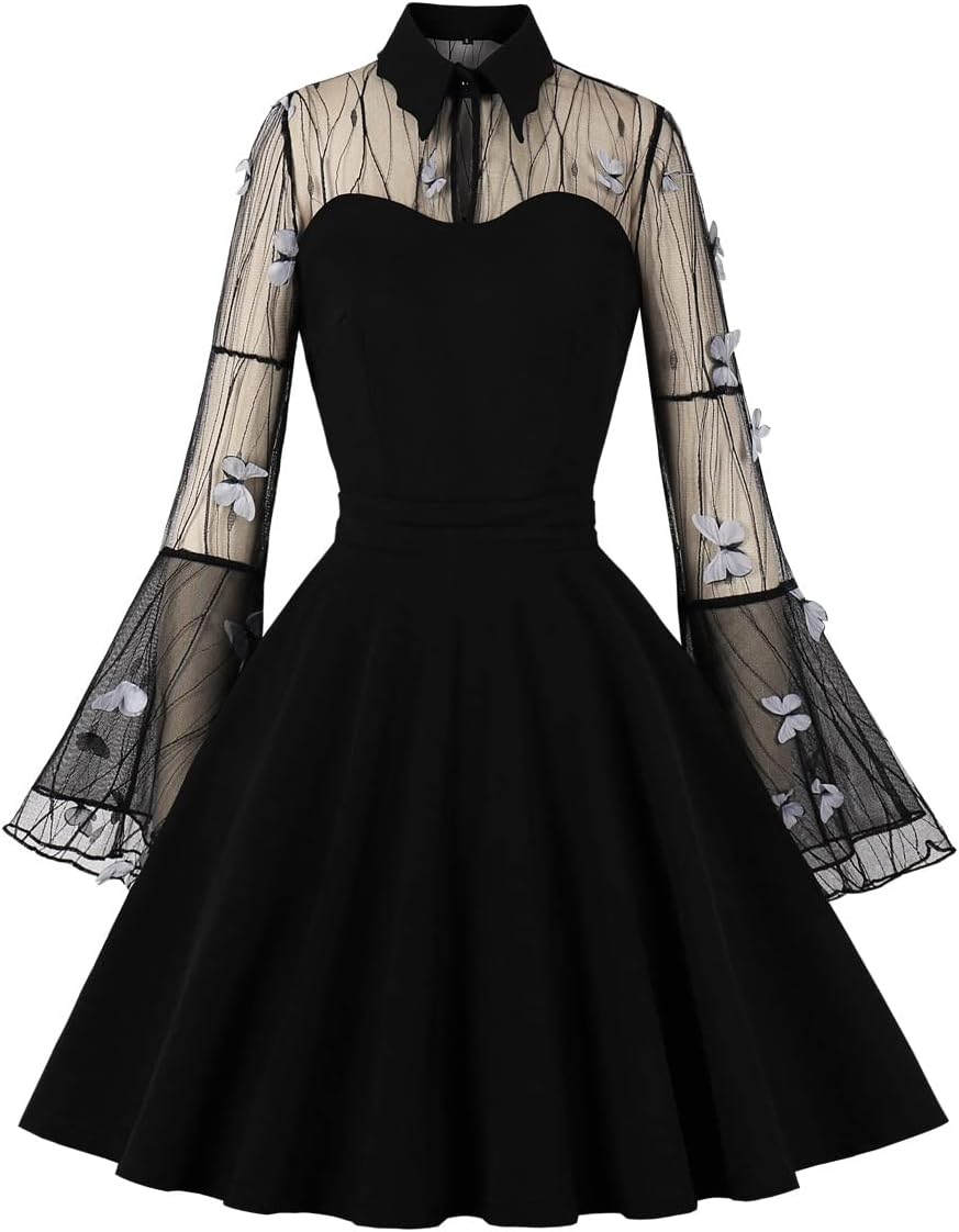 Women's Vintage Polka Dot 1950s Audrey Retro Rockabilly Prom Dress 50's 60's A-Line Cocktail Party Swing Dress