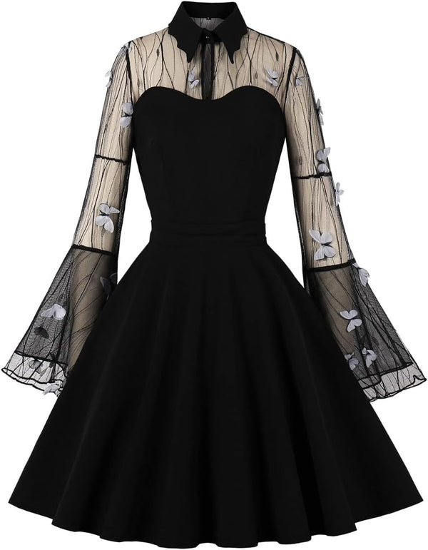 Women's Vintage Polka Dot 1950s Audrey Retro Rockabilly Prom Dress 50's 60's A-Line Cocktail Party Swing Dress