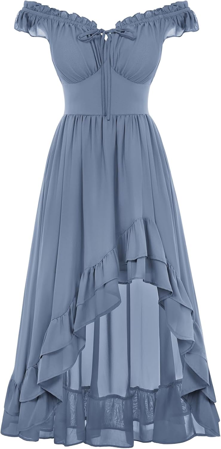 Scarlet Darkness Renaissance Corset Dress Off Shoulder Chiffon Sundress