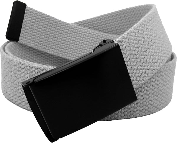 Women's 1.25" Wide Black Flip Top Military Belt Buckle With Canvas