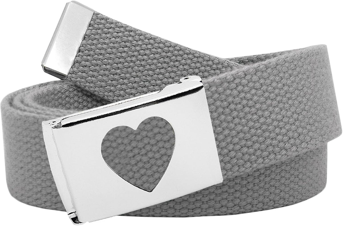Women's 1.25" Wide Heart Silver Flip Top Belt
