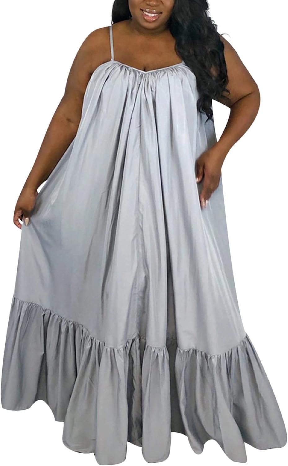 Women's Spaghetti Strap Oversized Loose Beach Long Maxi Swing Dress