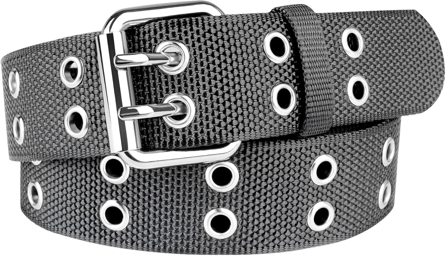 Double Grommet Belt Plus Size 39 To 71'' Nylon Prong Belts For Women