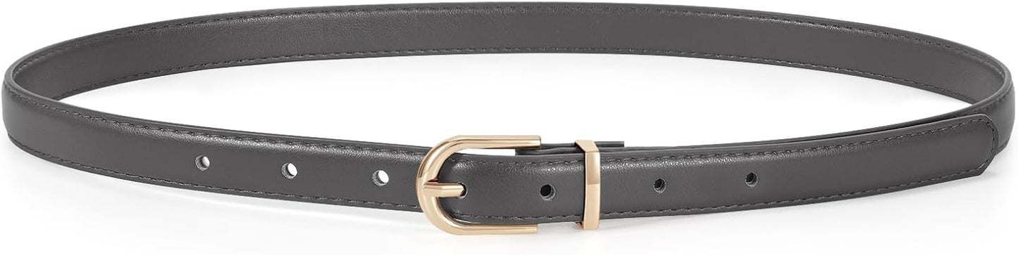 Jasgood Womens Skinny Leather Belt Ladies Thin Faux Leather Belt With