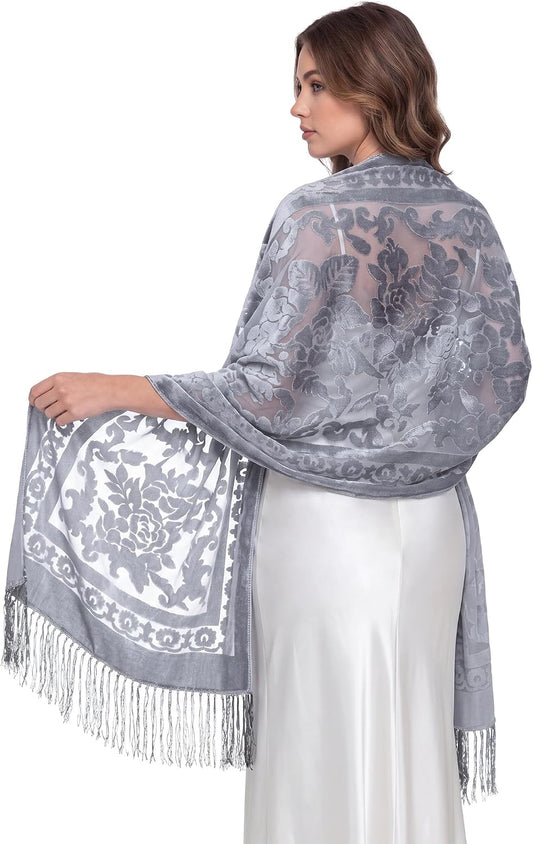 Glitopper Velvet Shawl and Wrap for Evening Dresses Formal Shawl