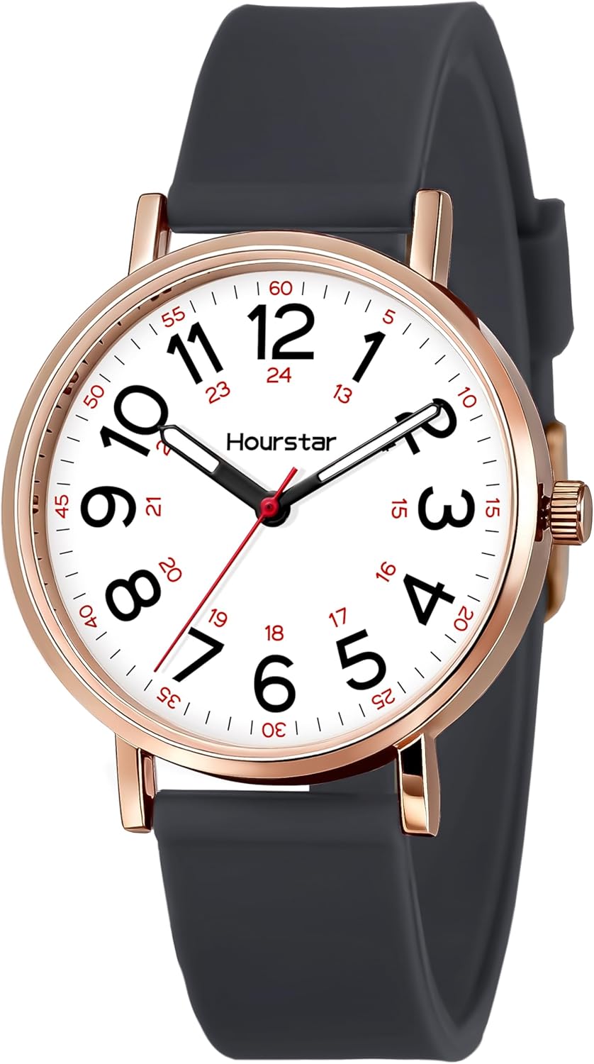 Women's Analog Nurse Watch with Second Hand for Nursing, 12/24 Time, S