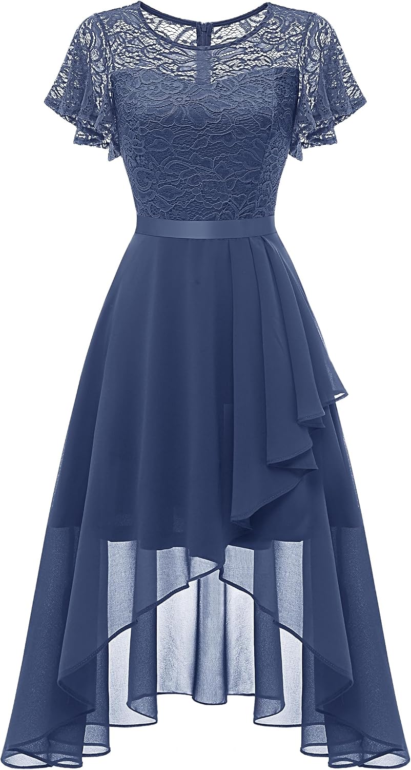 Wedtrend Women's Formal Wedding Guest Dress Ruffle Bridesmaid Dress Flutter Sleeve Prom Dresses for Teens