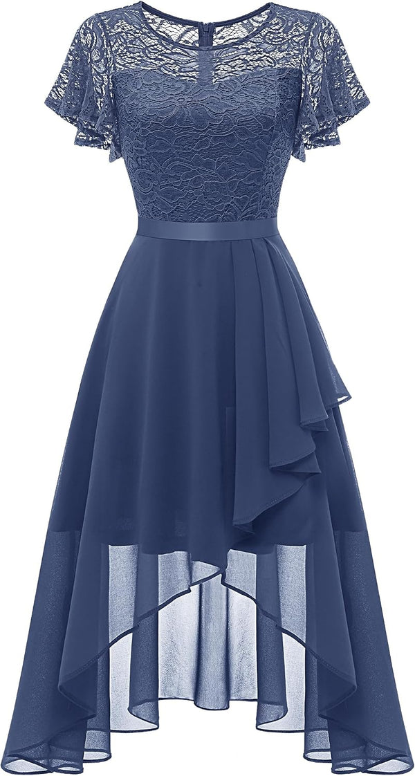 Wedtrend Women's Formal Wedding Guest Dress Ruffle Bridesmaid Dress Flutter Sleeve Prom Dresses for Teens