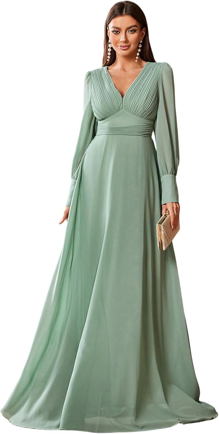 Womens Summer Dresses,Floral Patterns Vintage Elegant Cocktail Long Sleeve Boho Casual Maxi Wedding Guest Dresses for Women