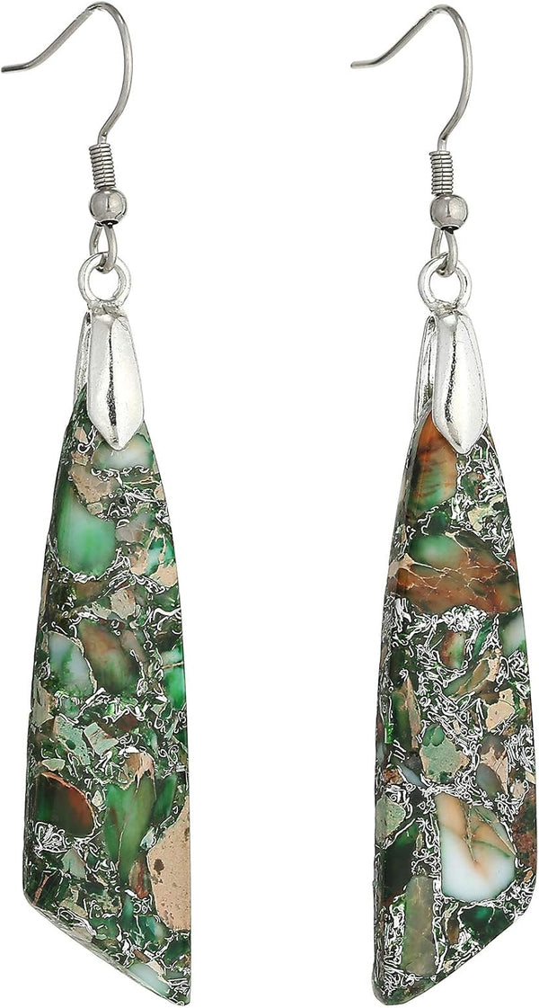 Natural Stone Long Drop Boho Earrings